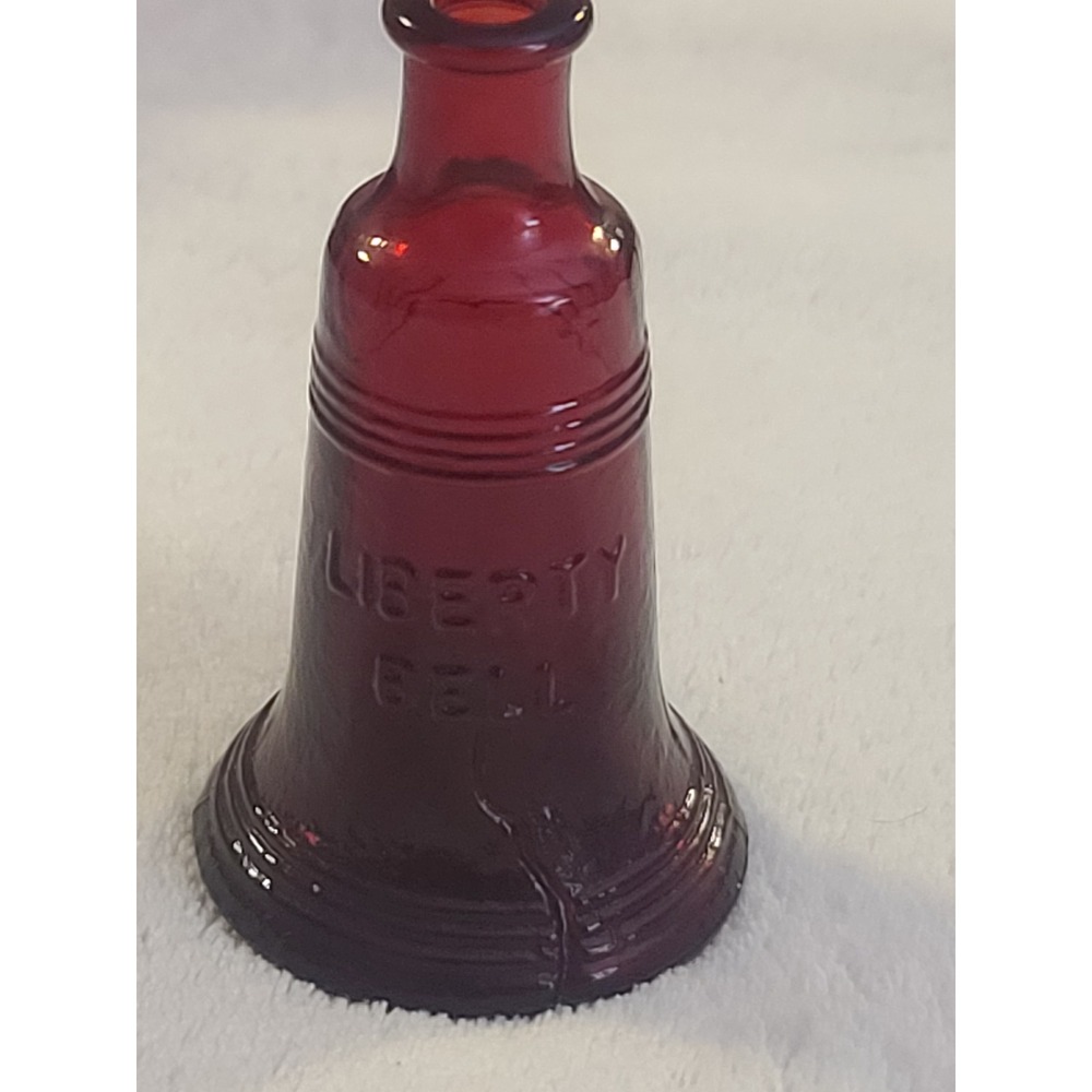 Vintage Wheaton NJ Ruby Red Glass Liberty Bell Miniature Bottle Trinket